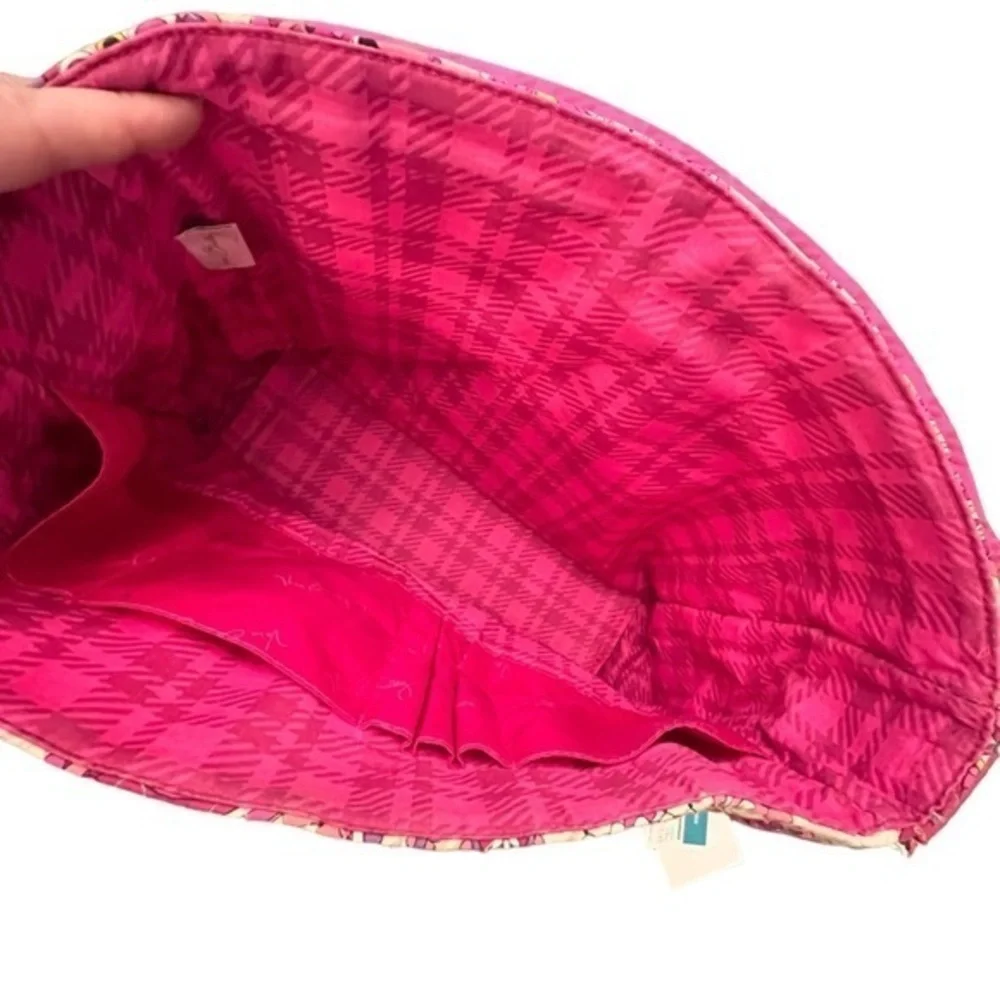 Vera Bradley Messenger Cross‎ Body Bag Pink Paisley Meets Plaid Retired Laptop